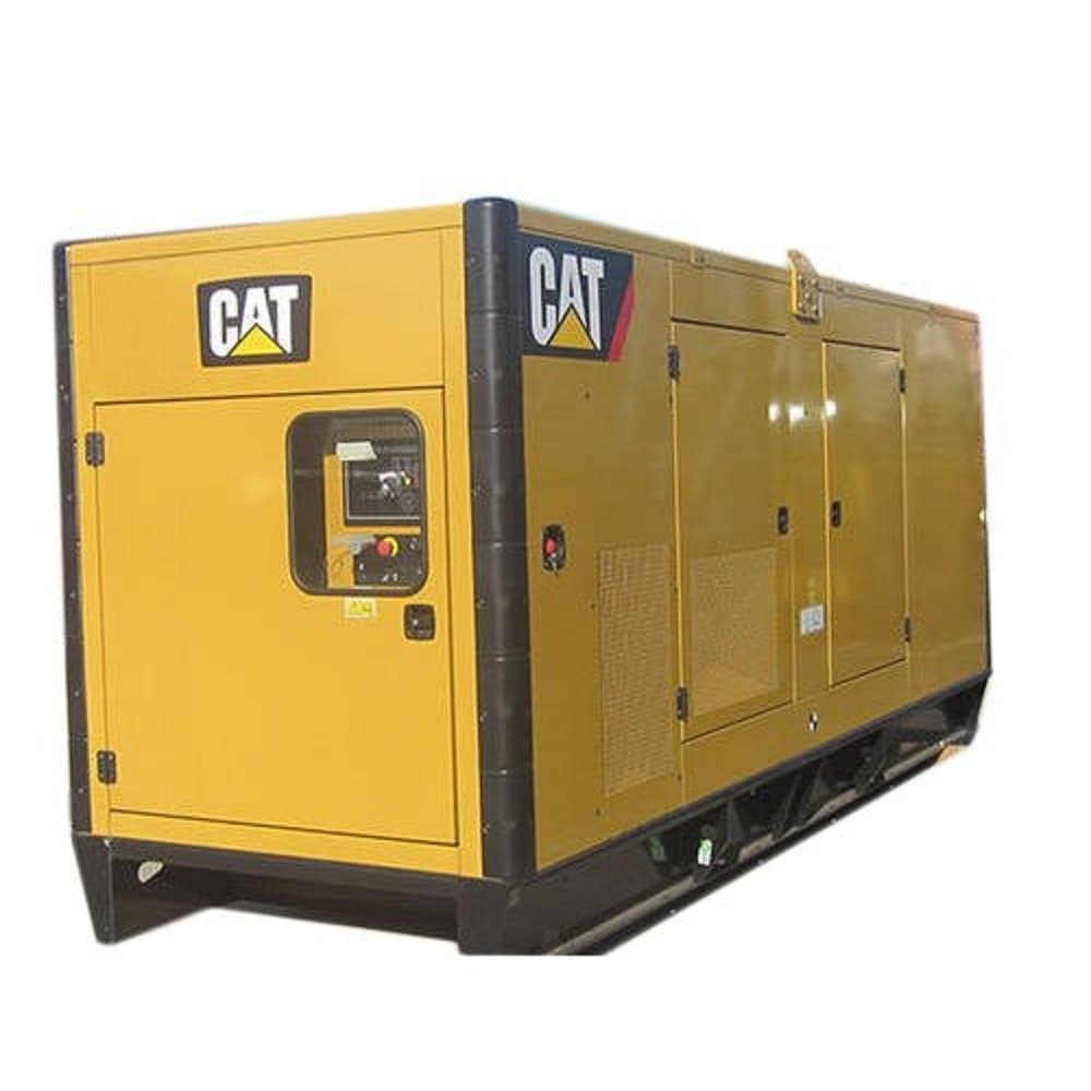 A Caterpillar diesel generator set in a weatherproof acoustic canopy